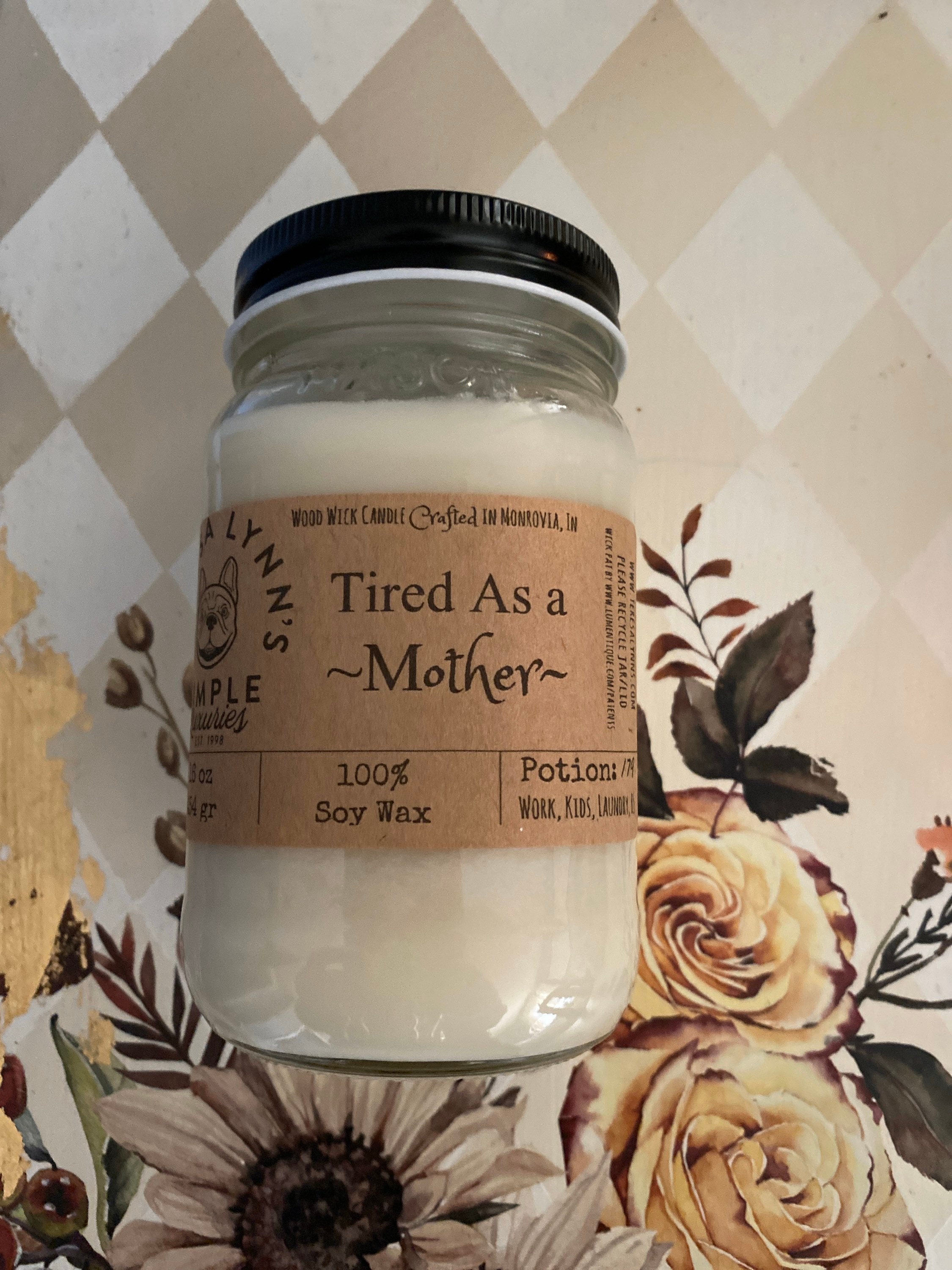 Tired as a Mother, wood wick, woodwick, candle, soy candle