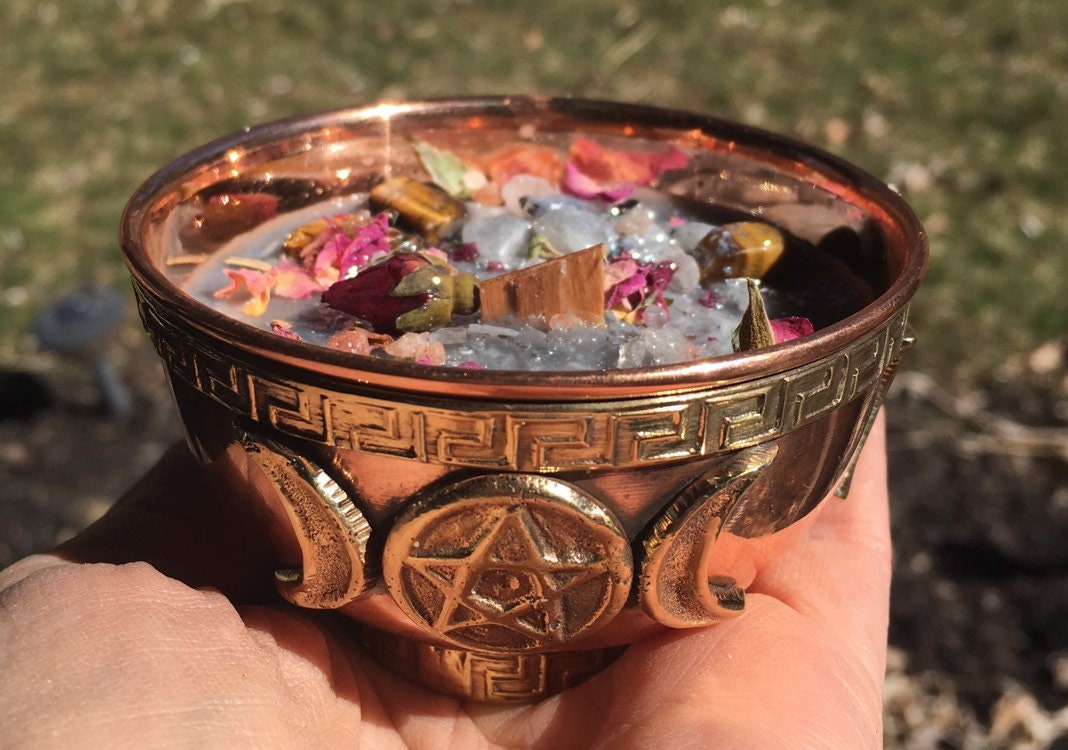 Smudge candle, full moon, ritual candle, copper, intention candle ...