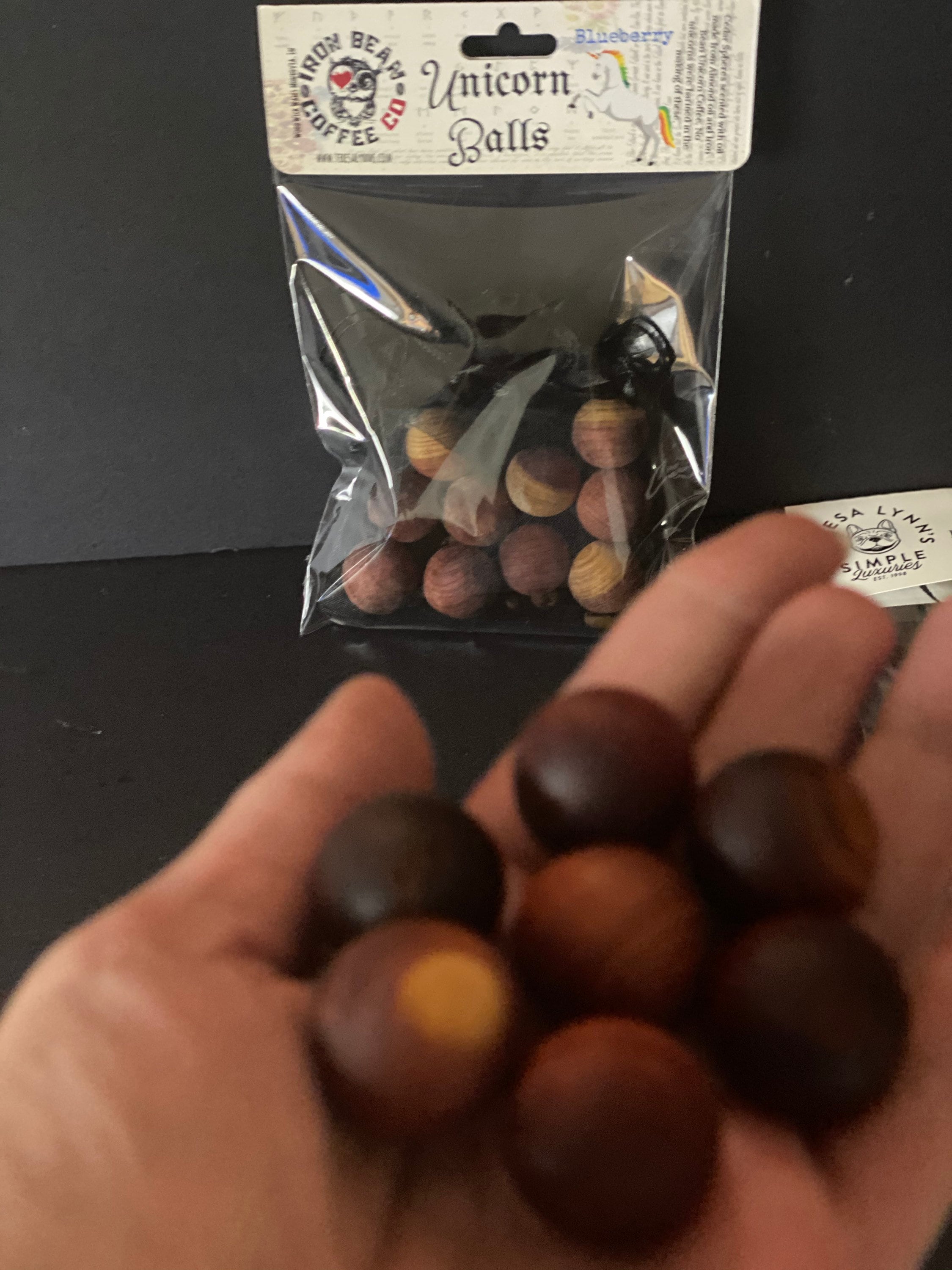 Unicorn Air freshener, Unicorn Balls, Iron Bean Coffee Co, Blueberry