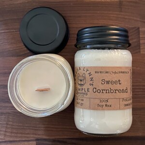 Sweet Cornbread, Soy, candle, wooden wick, Corn Muffin, Phthalate free, farmhouse, kitchen candle, clean burn, southern, primitive, gourmand image 7