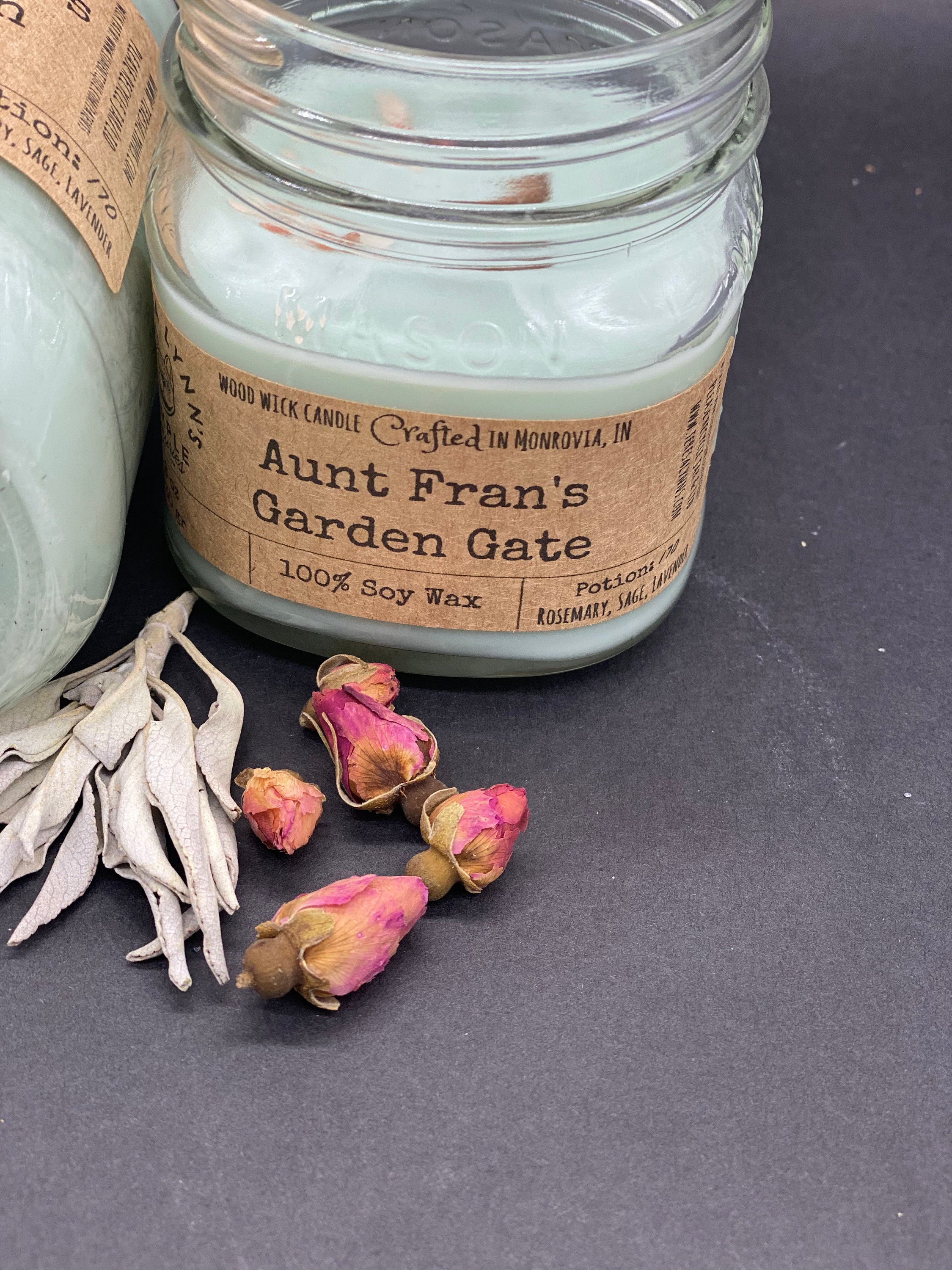 Aunt Fran’s Garden, Lavender, Sage, Rosemary cleansing candle, herbal