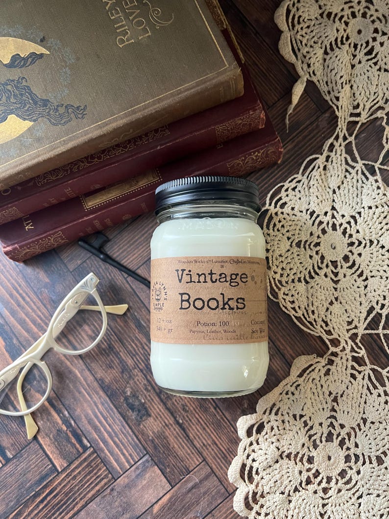 Vintage Books - Scented, Wooden Wick Coconut Soy Candle image 18