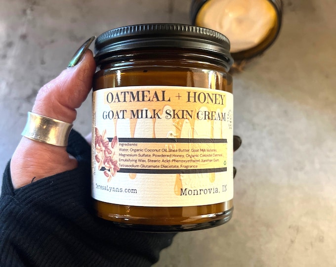 Oatmeal Honey Goat Milk Whipped Body Cream - 8 Oz Glass Jar