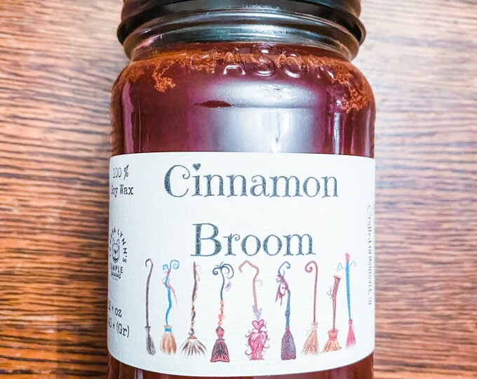 Cinnamon Broom wooden wick soy candle, spice, harvest, phthalate free, essential oil, fall festival, fall scent, farmhouse, nostalgic candle