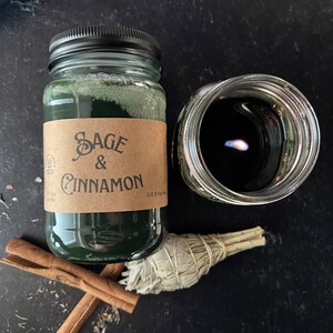 Sage and Cinnamon, wooden wick, soy wax candle, home fragrance, winter scent, cottage chic, witchy scent, mason jar candle, farmhouse candle Pint Jar