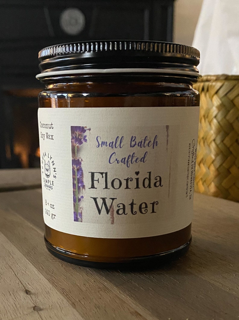 Florida Water infused Wooden Wick Soy Wax Candle created with Our Vintage Florida Water Recipe image 4
