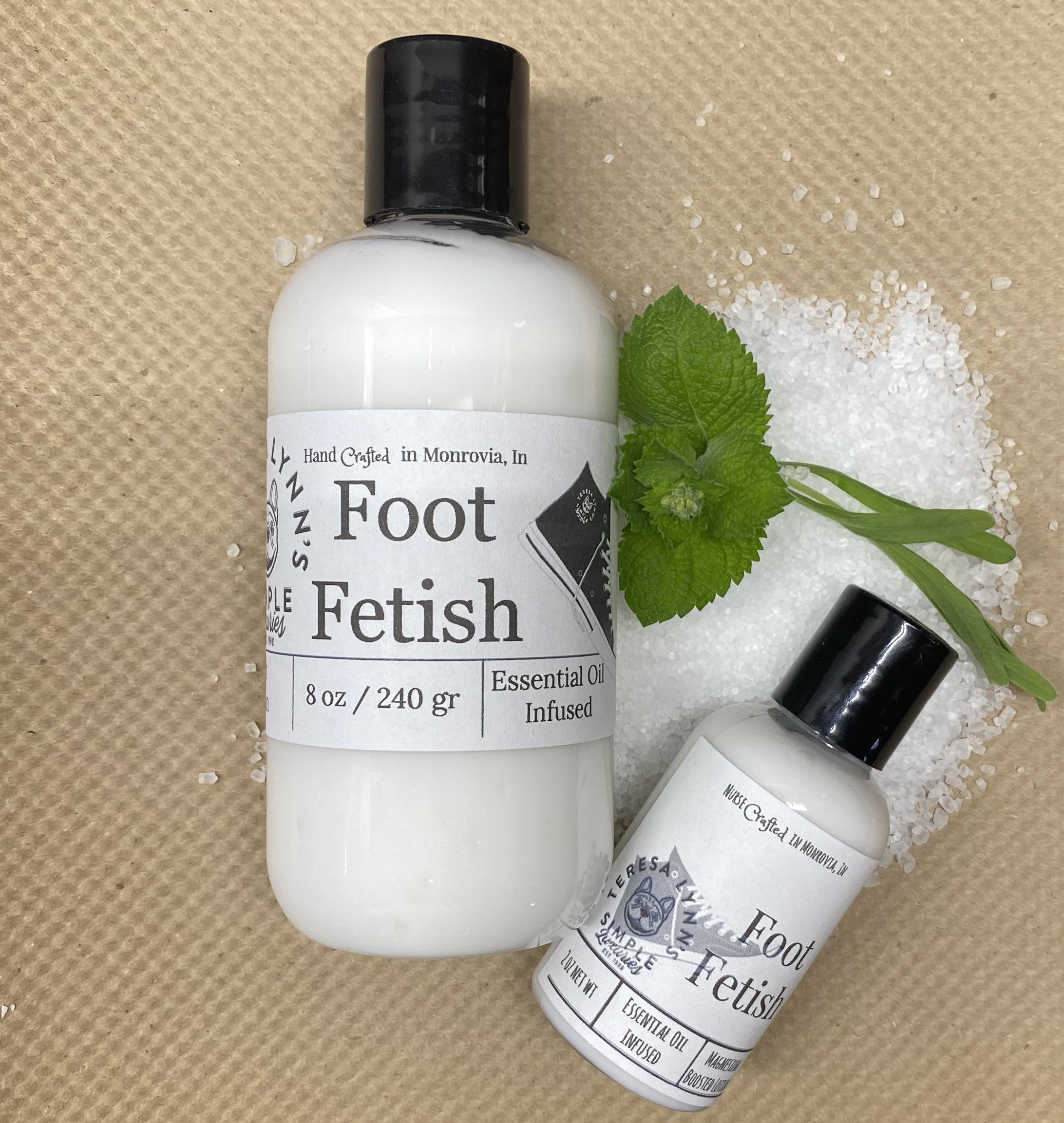 Foot Fetish, cooling foot lotion, peppermint, tea tree, lavender, epsom