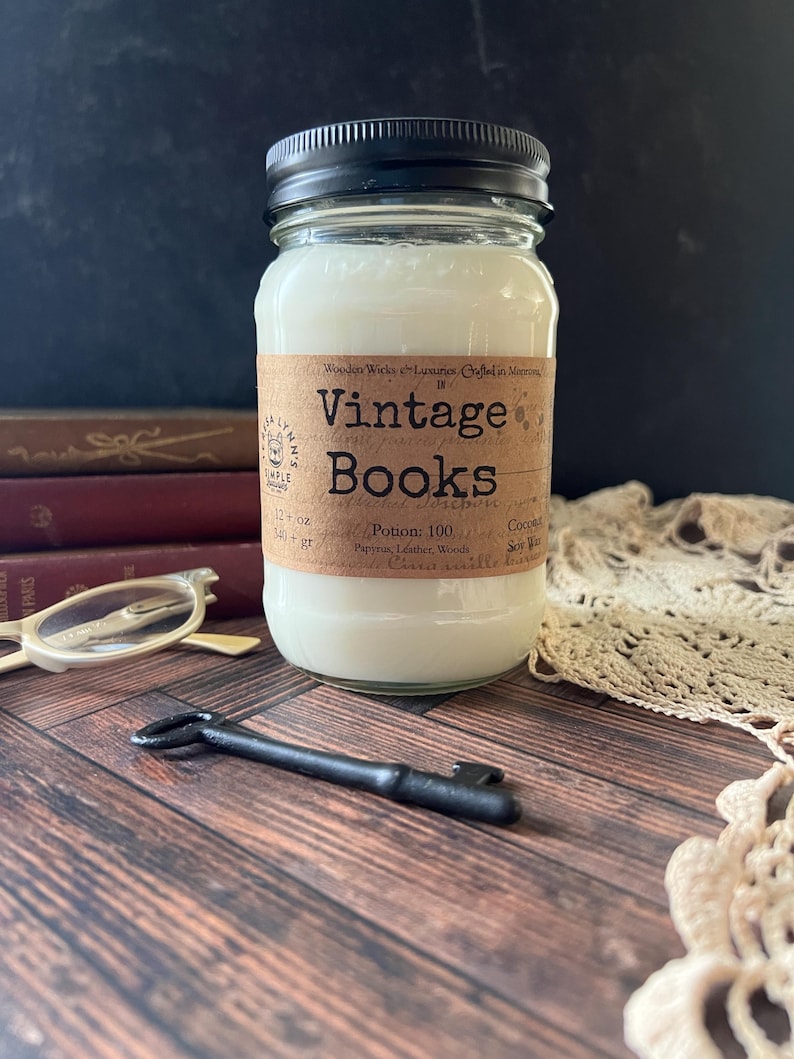 Vintage Books - Scented, Wooden Wick Coconut Soy Candle image 17