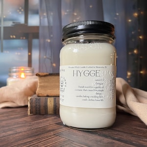 Hygge: Wooden Wick Soy Candle with Fireplace, Spice, and Toasted Marshmallow
