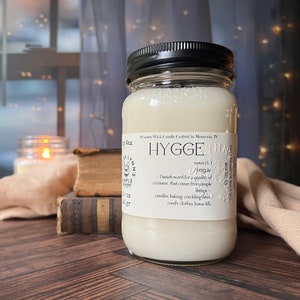 Hygge: Wooden Wick Soy Candle with Fireplace, Spice, and Toasted Marshmallow