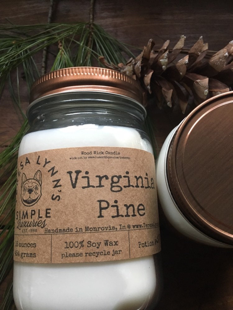 Virginia Pine scented candle wooden wick handmade candle french