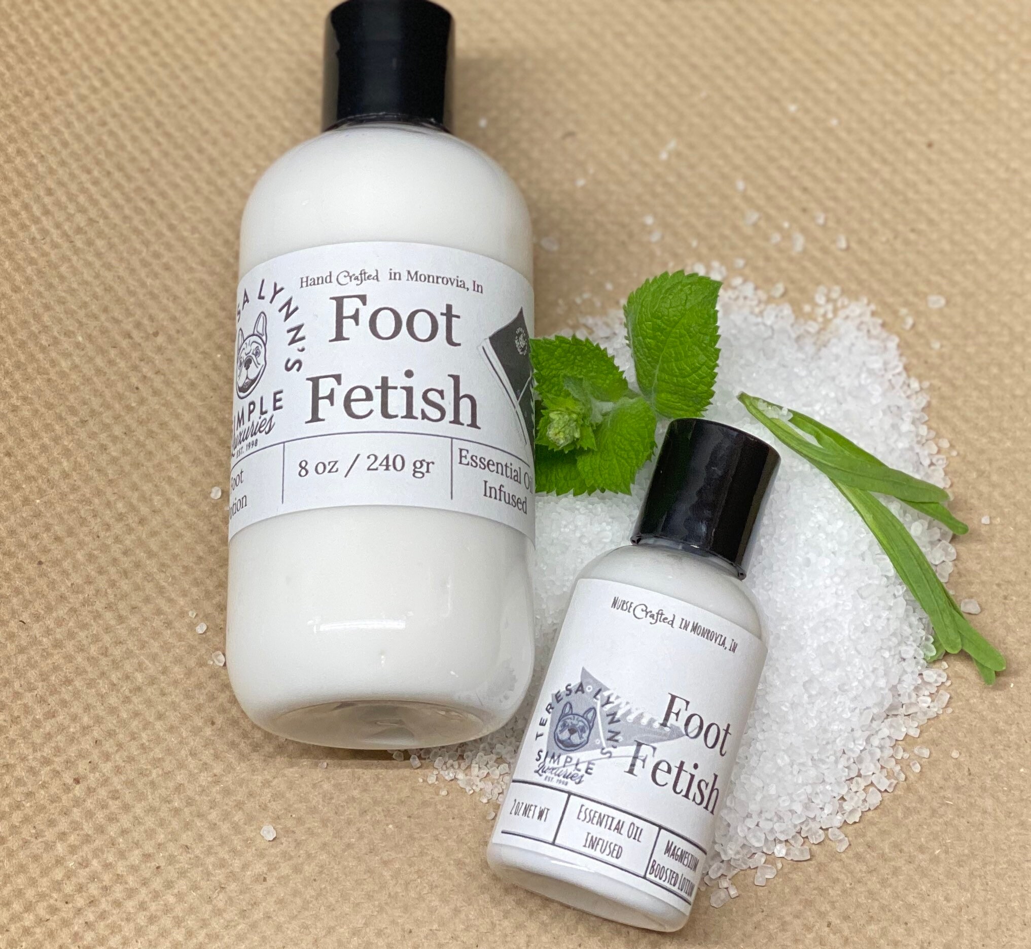 Foot Fetish, cooling foot lotion, peppermint, tea tree, lavender, epsom
