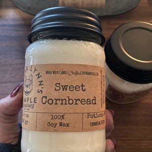 Sweet Cornbread, Soy, candle, wooden wick, Corn Muffin, Phthalate free, farmhouse, kitchen candle, clean burn, southern, primitive, gourmand image 6