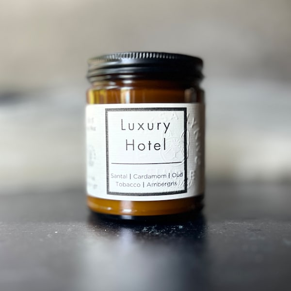 Luxury Hotel - Santal, Cardamom, Oud, Tobacco and Ambergris - Wooden Wick Soy Wax Candle