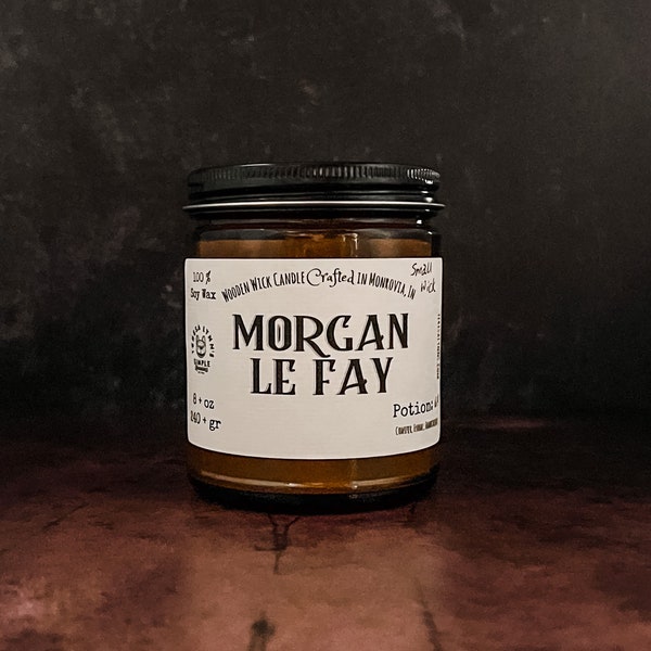 Morgan le Fay: Witchy Wooden Wick Soy Candle - Frankincense, Myrrh, Ember