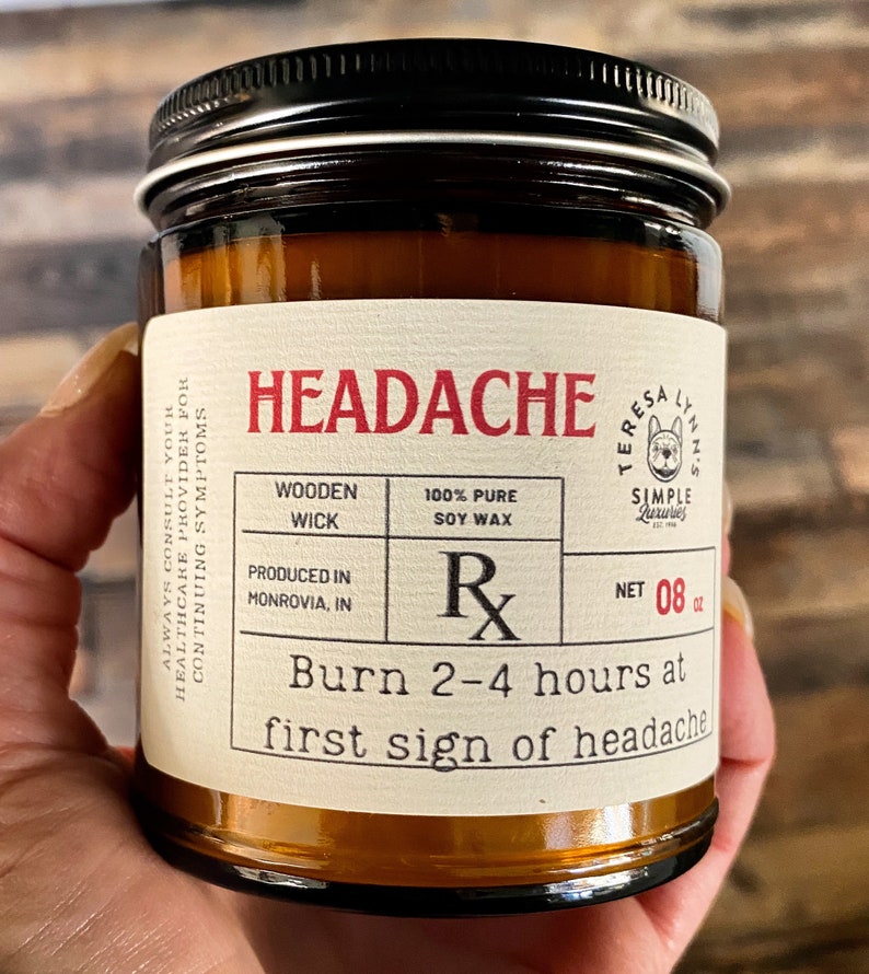 Headache Wooden Wick Aromatherapy Candle Soy Wax Candle Etsy