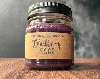 Blackberry Sage, Soy Wax Wooden Wick Candle