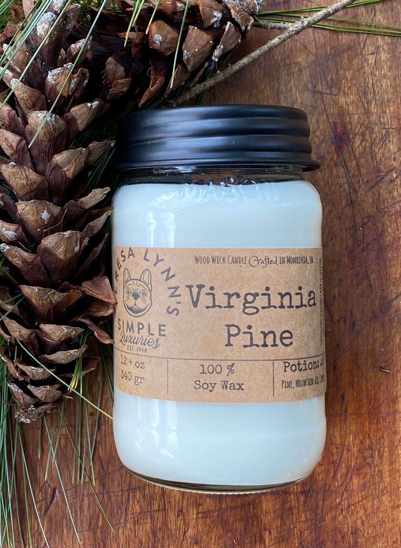 Virginia Pine, scented candle, wood wick candle , autumn candle