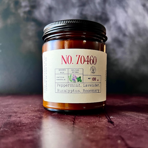 Candle No. 70460, Peppermint Lavender Herbal wooden wick soy wax