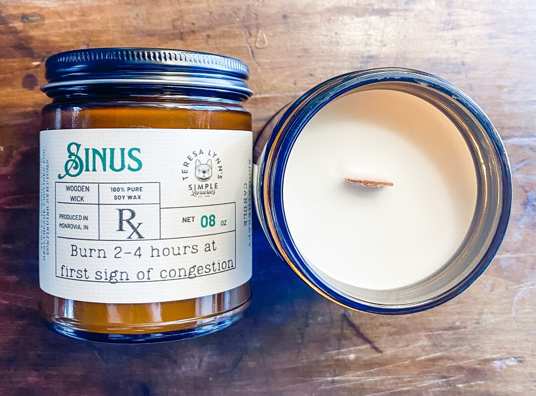Sinus, Wooden Wick, Aromatherapy Candle, Soy Wax Candle Etsy