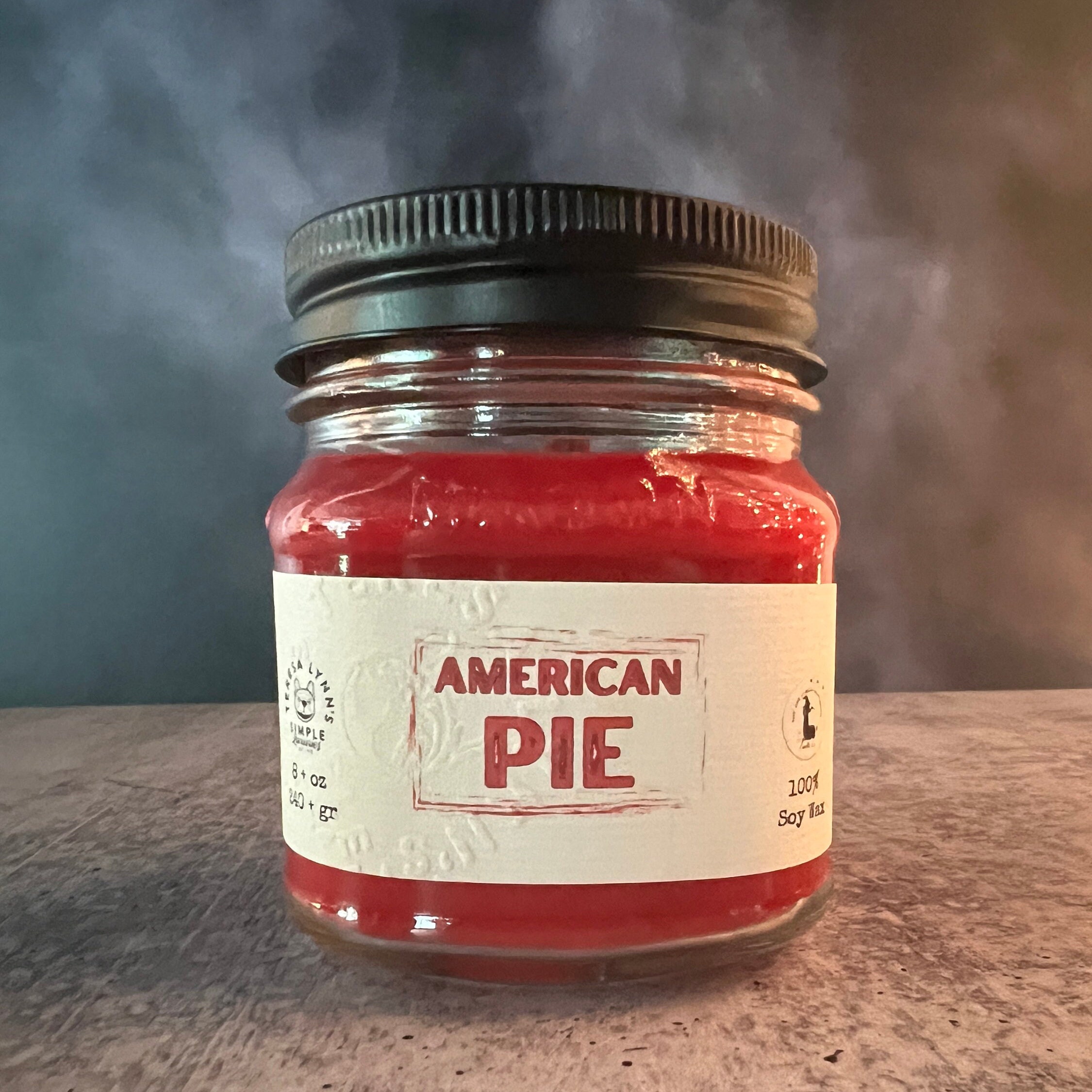 American Pie, Apple Pie scented Wooden Wick Soy Wax Candle in a Mason Jar