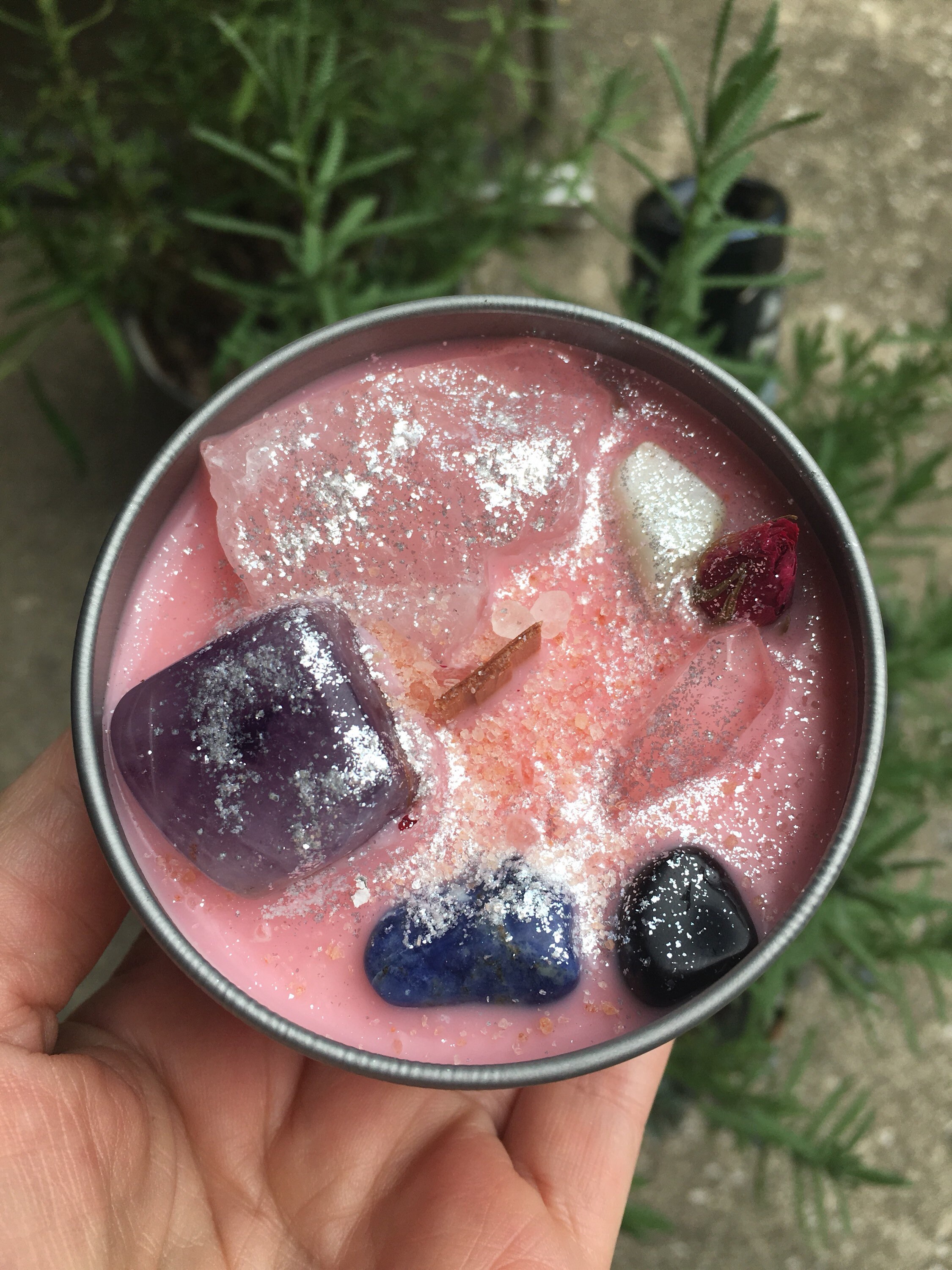 Crystal Stone candle blessing candle Stone Crystal rose