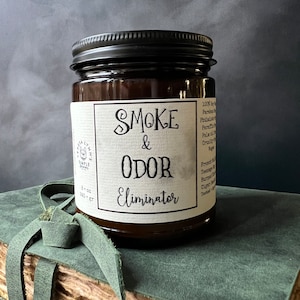 Smoke and Odor Eliminator, Soy Wax wooden wick candle