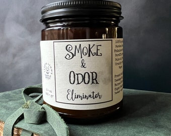 Smoke and Odor Eliminator, Soy Wax wooden wick candle