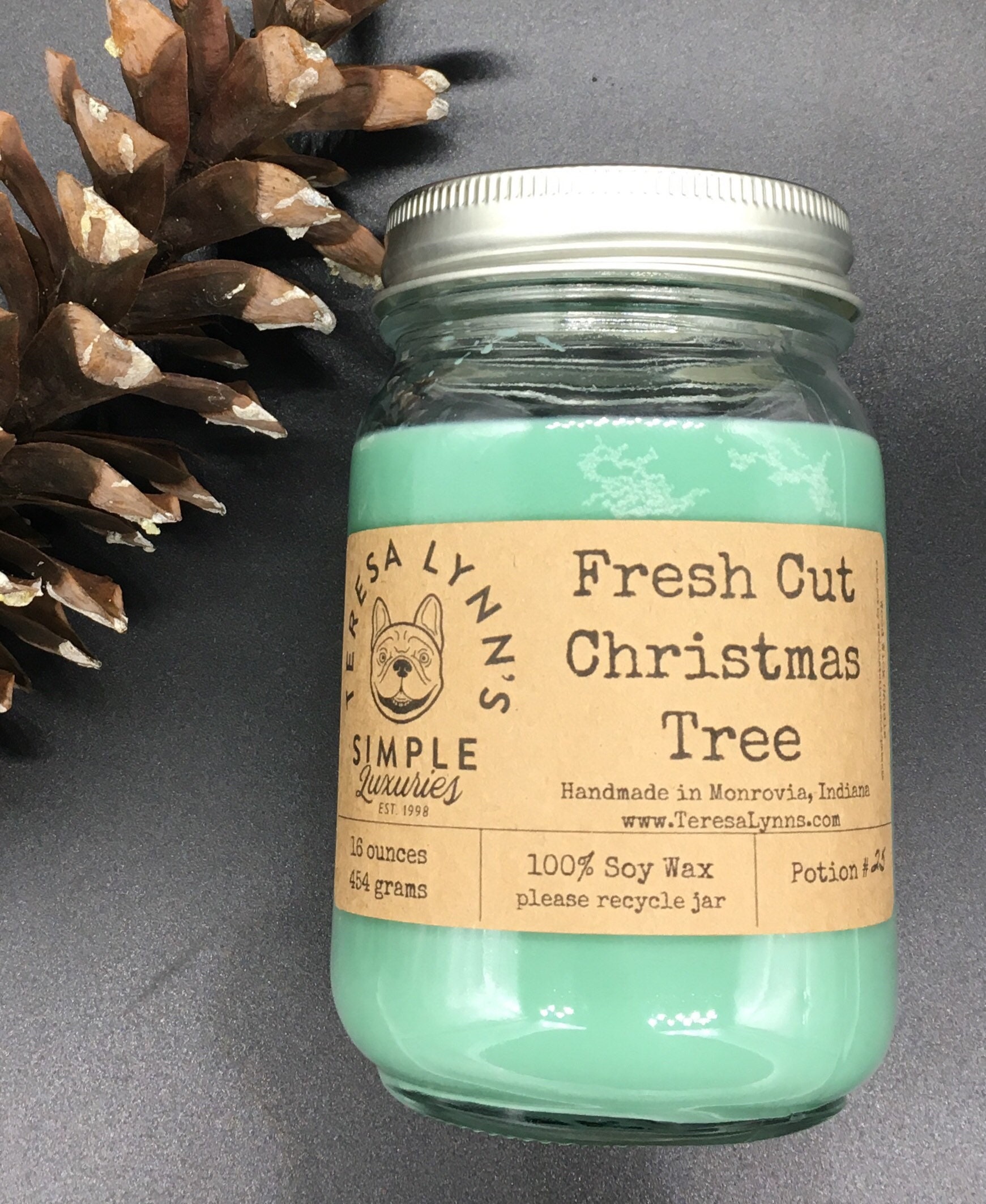 Fresh Cut Christmas Tree pine candle wooden wick handmade candle
