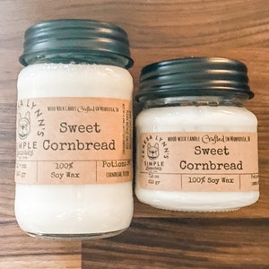 Sweet Cornbread, Soy, candle, wooden wick, Corn Muffin, Phthalate free, farmhouse, kitchen candle, clean burn, southern, primitive, gourmand image 1