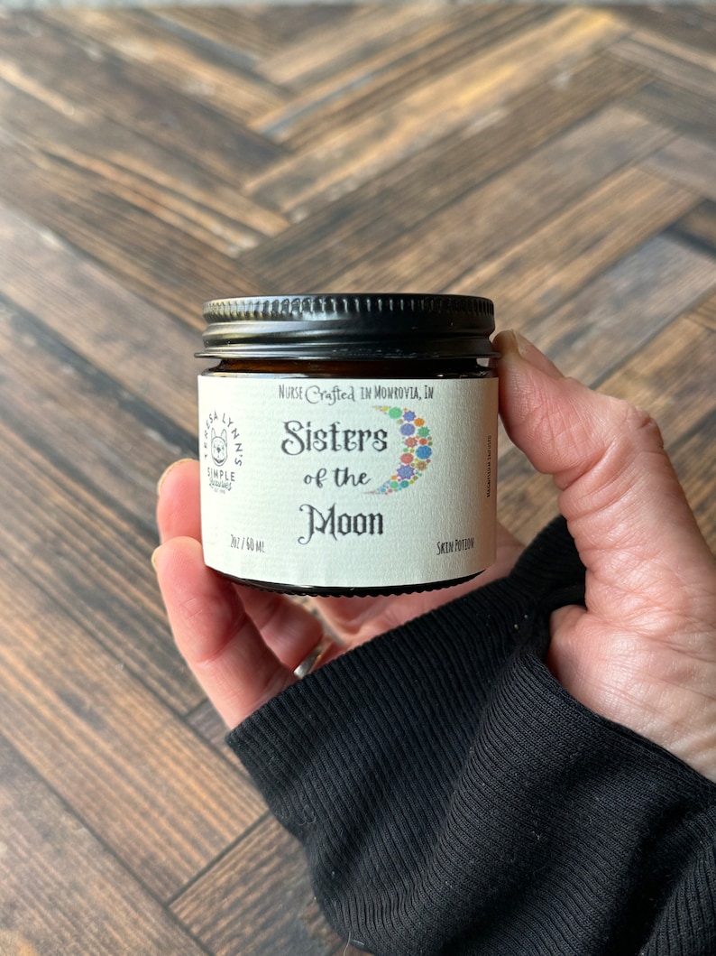 Sisters of the Moon, lotion, skin lotion, hemp, Patchouli, exotic resin, clove, Shea butter, skin care, dry skin, magnesium oil, skin Cream 2 oz