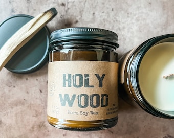 Holy Wood, Pure Palo Santo Wooden wick soy wax candle