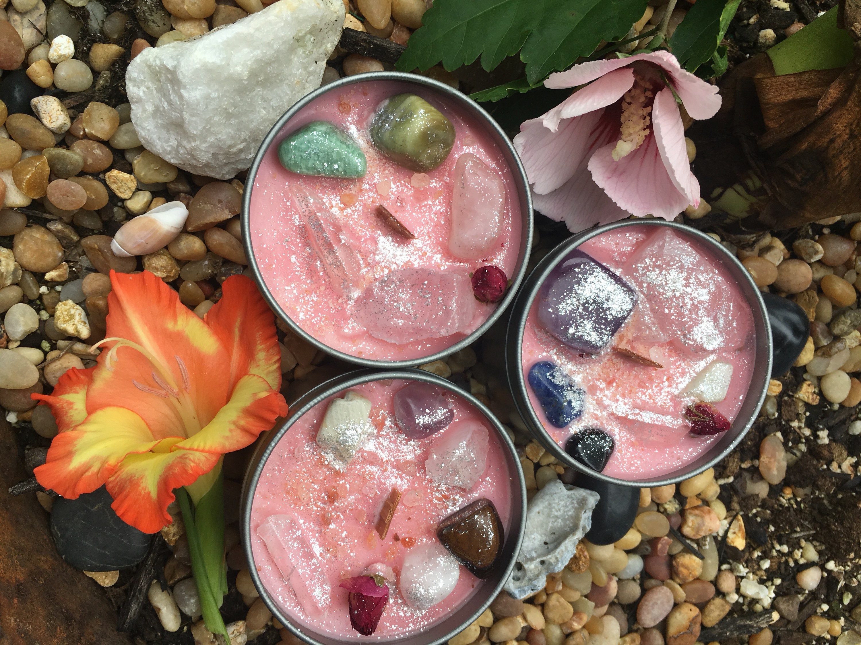 Crystal Stone candle blessing candle Stone Crystal rose