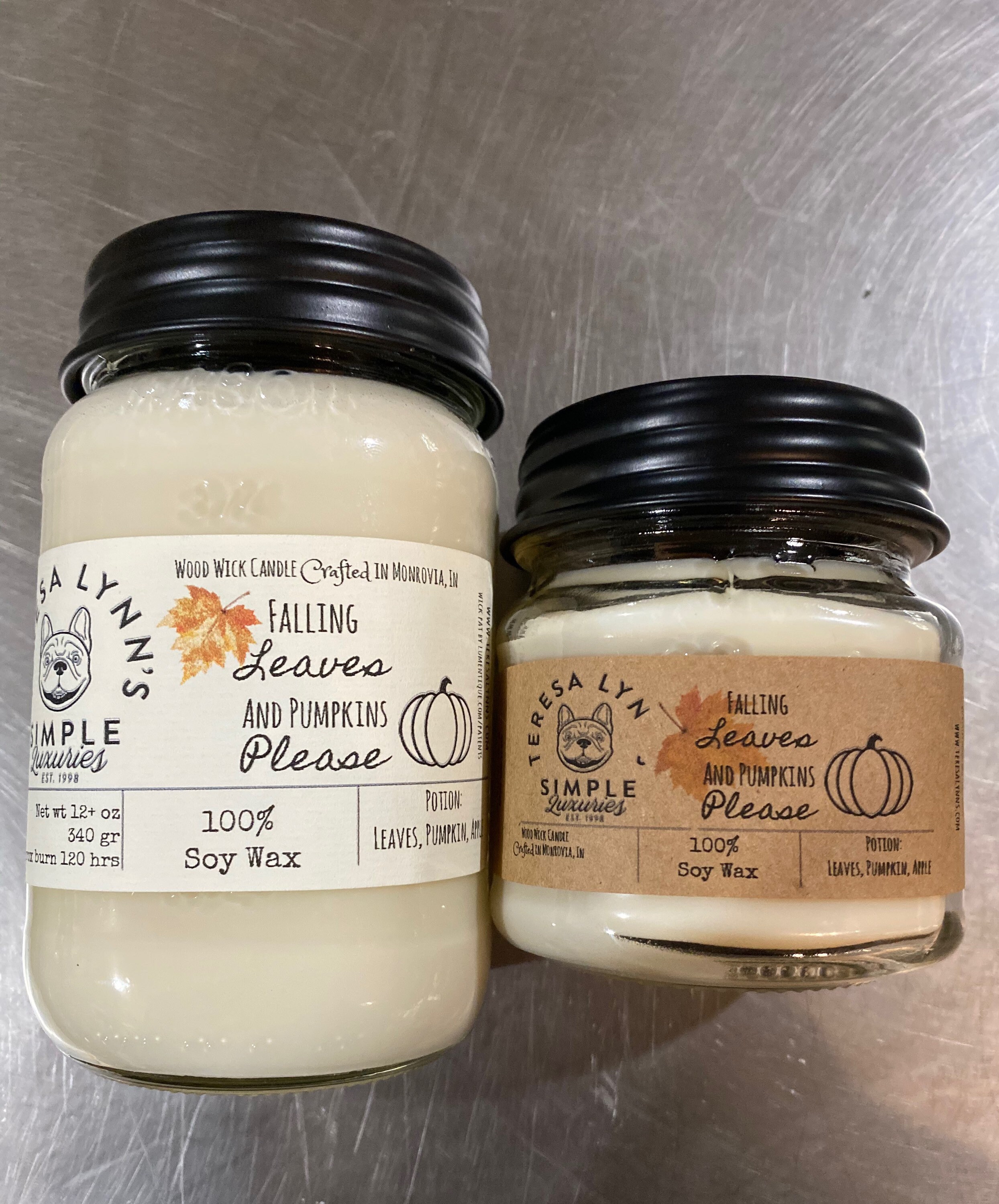 Falling Leaves and Pumpkins Please, soy candle, wood wick, Apple candle Autumn Leaves And Pumpkins Please Candle
