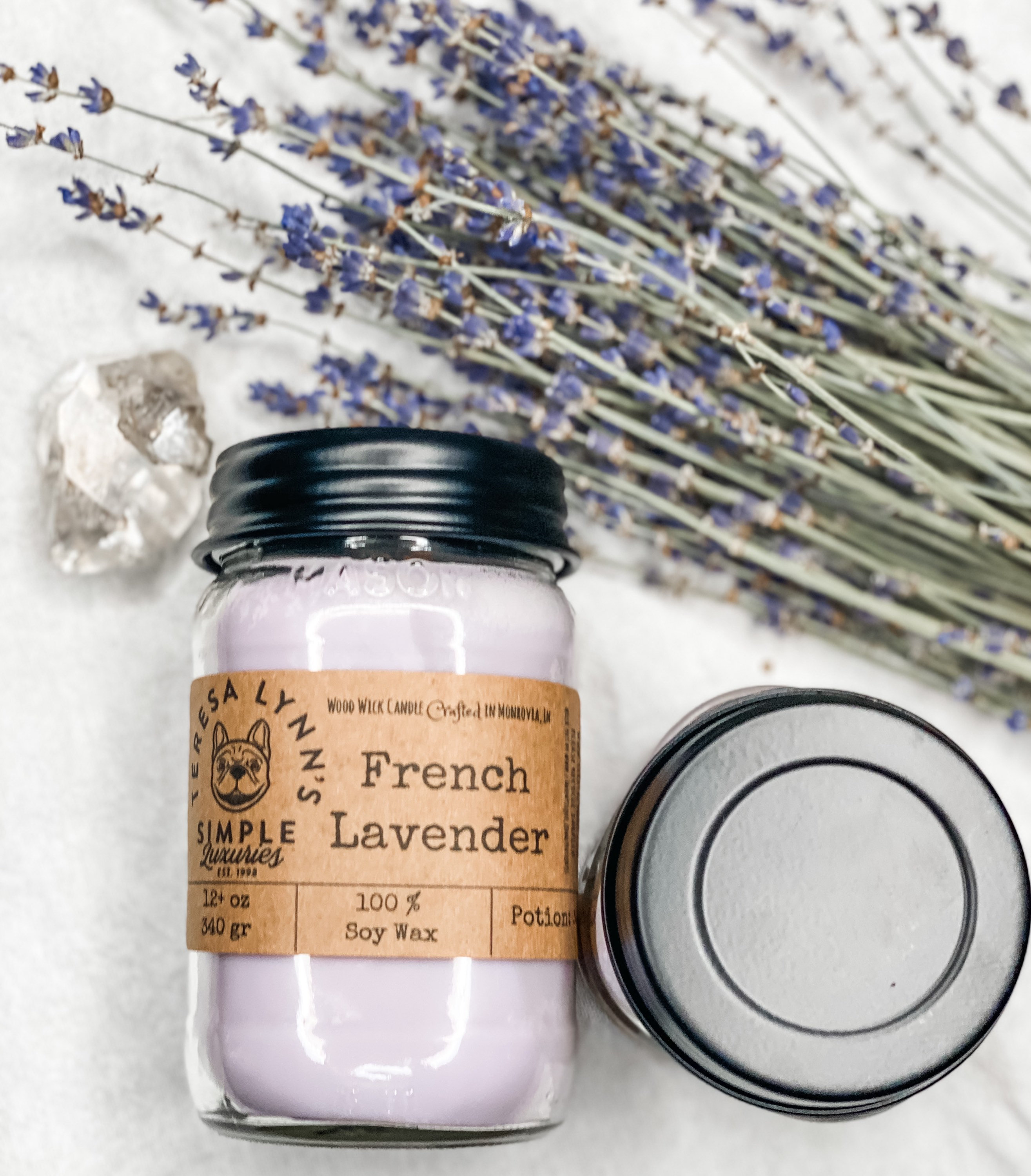 French lavender, candle, wood wick, woodwick, soy candle, artisan candle, aromatherapy
