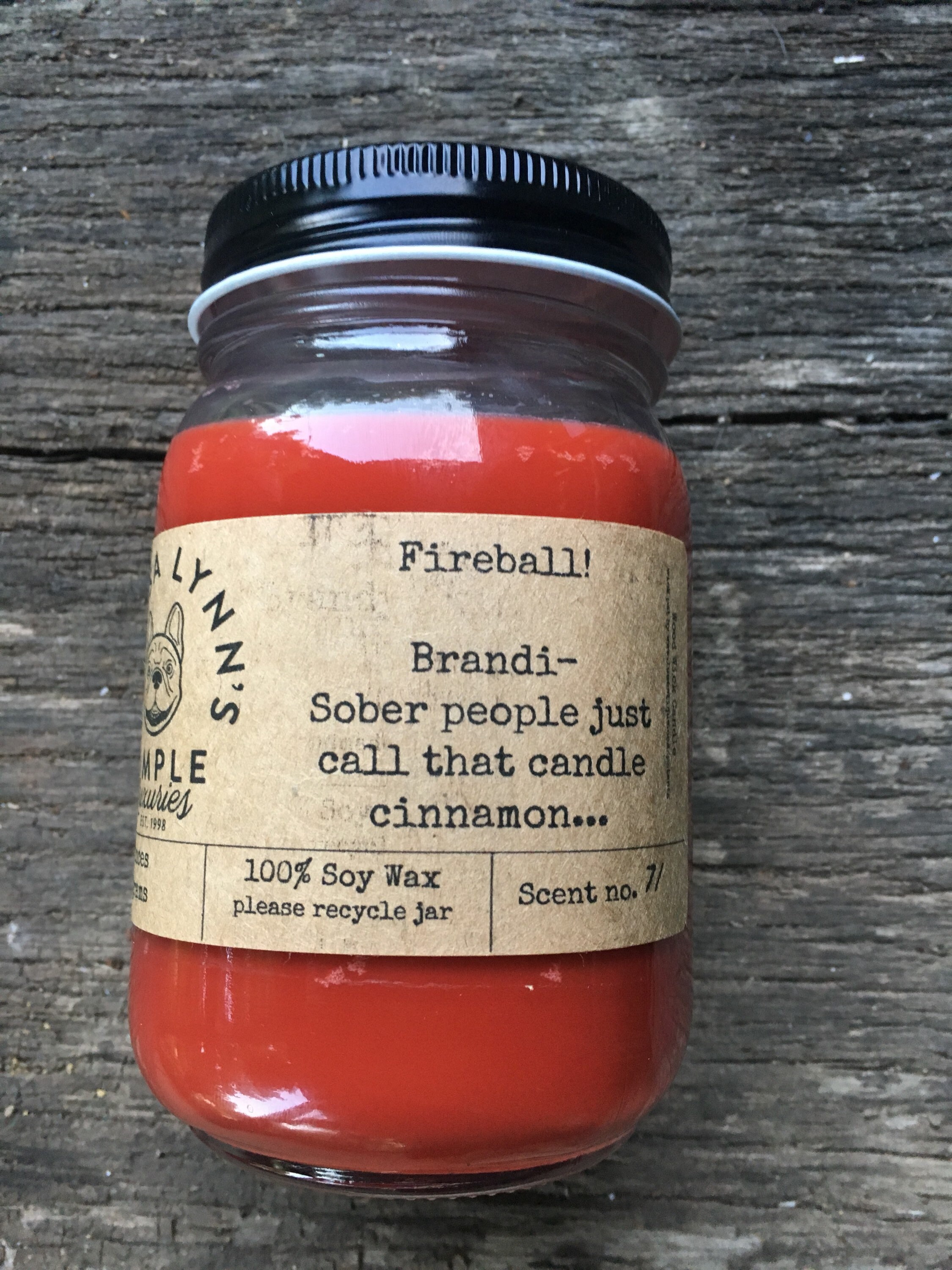 Fireball Soy candle wooden wick Fireball scented Handmade