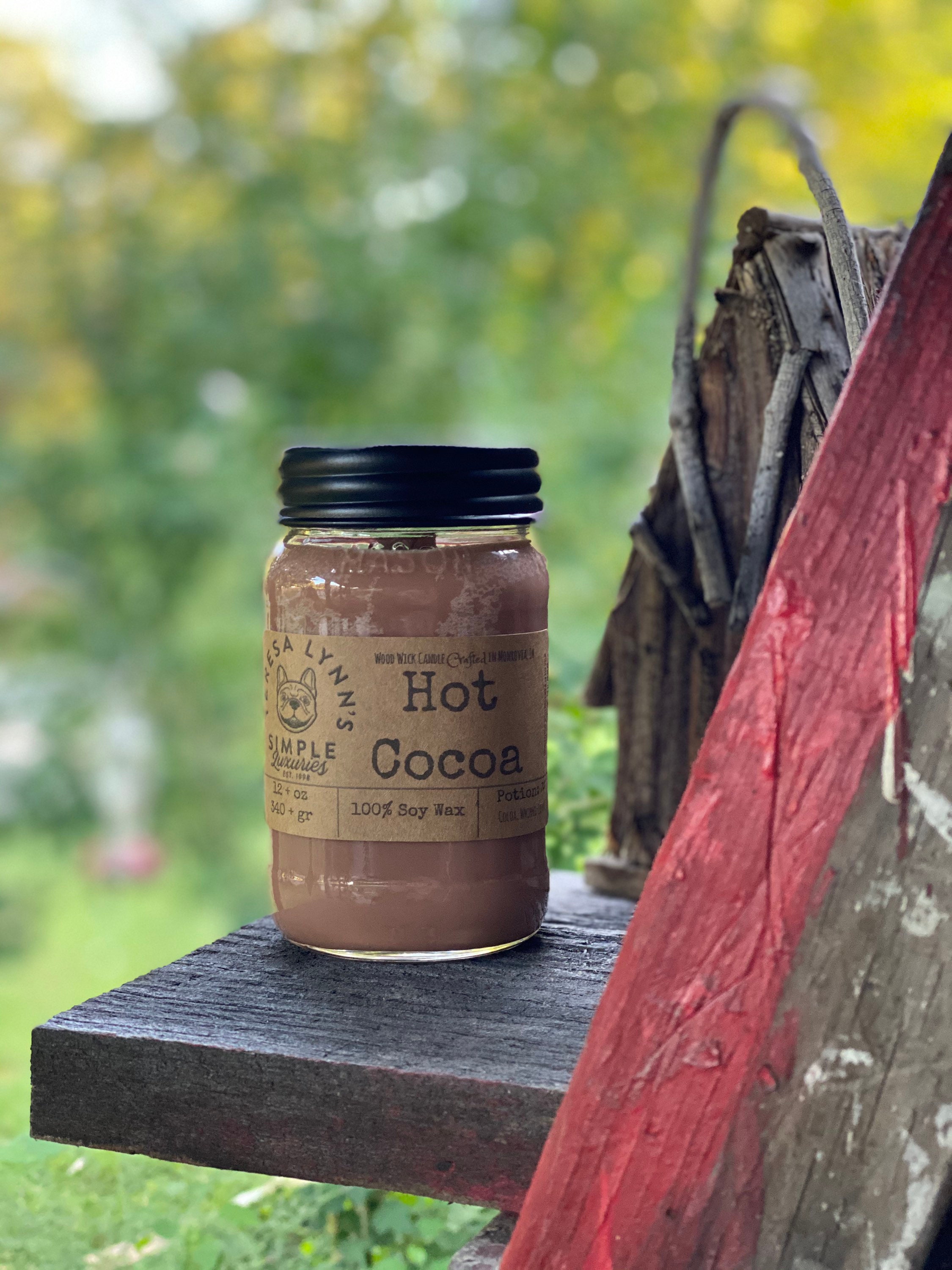 Hot Cocoa, scented Candle, long burning candle, soy candle, cocoa, wood