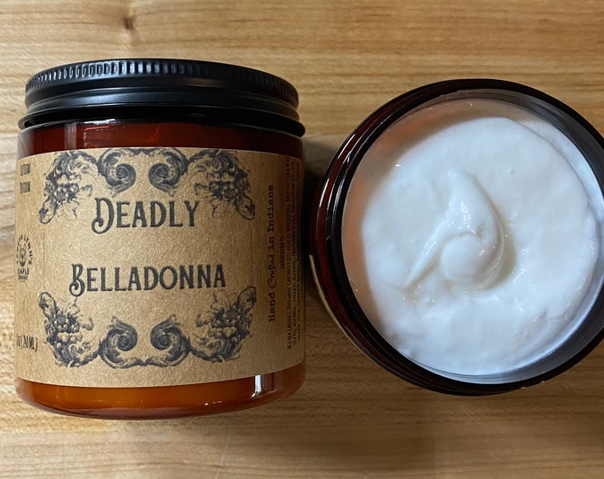 Deadly Belladonna, Lotion, skin cream, sandalwood, Lavender, Oud, Vanilla, goat milk, yogurt, argan oil, magnesium