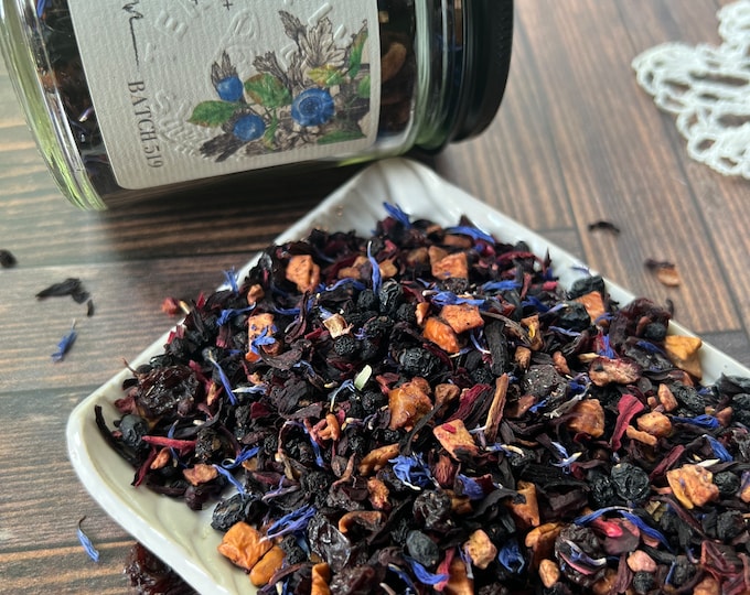 Featured listing image: Brew Berries-Organic Blueberry Elderberry Tea - Relaxing Caffeine-Free Loose-Leaf Blend