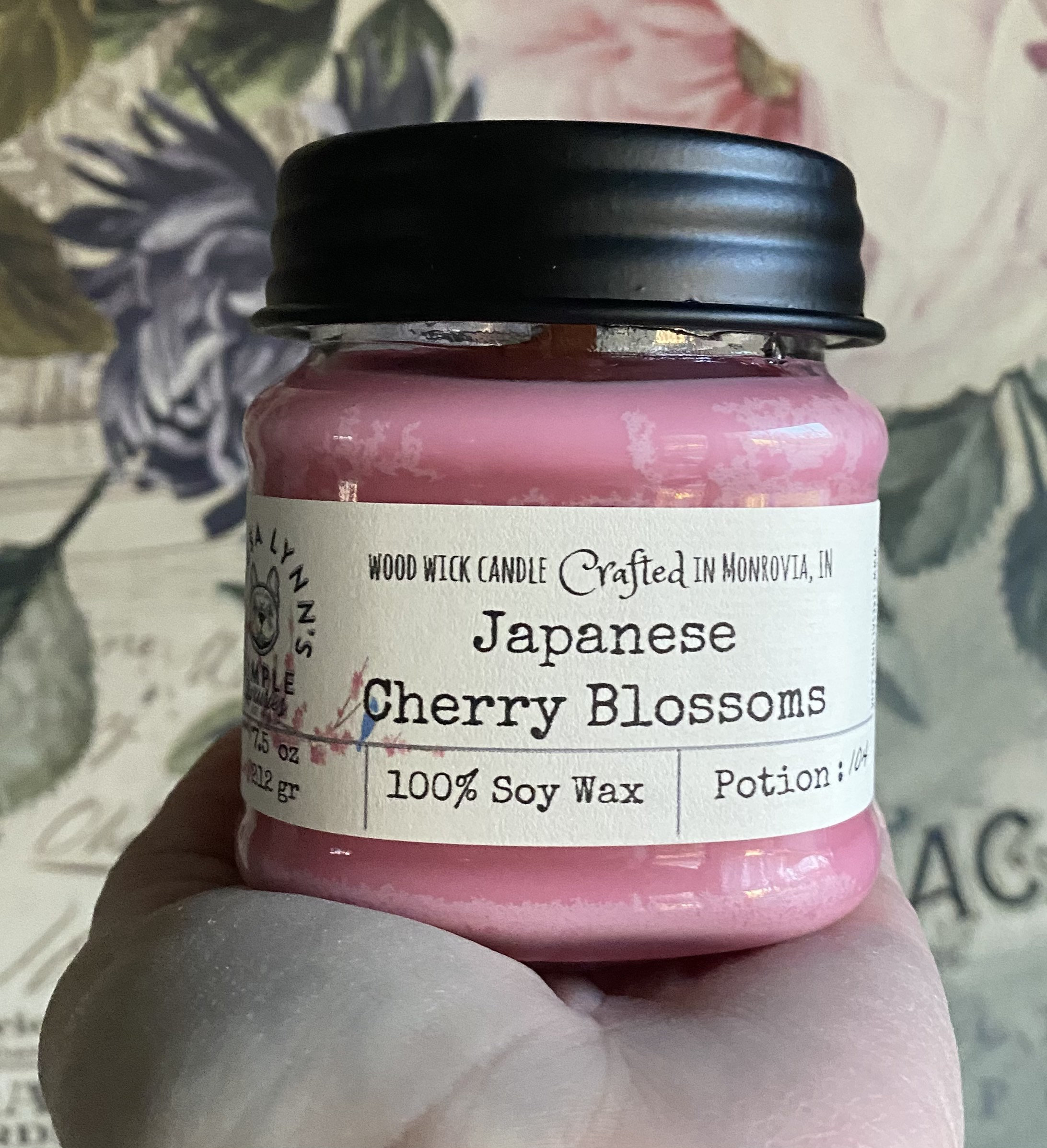 Japanese Cherry Blossom, wood wick candle, soy wax, floral, gift for