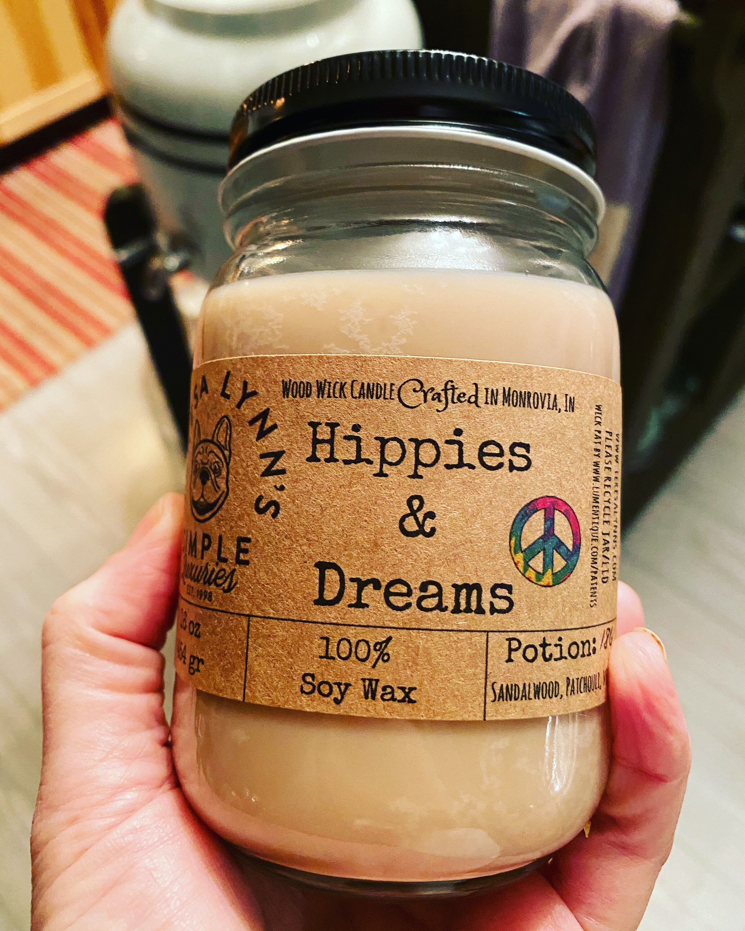 Hippies and Dreams, Sandalwood, Patchouli, Vetiver, woodwick, wood wick