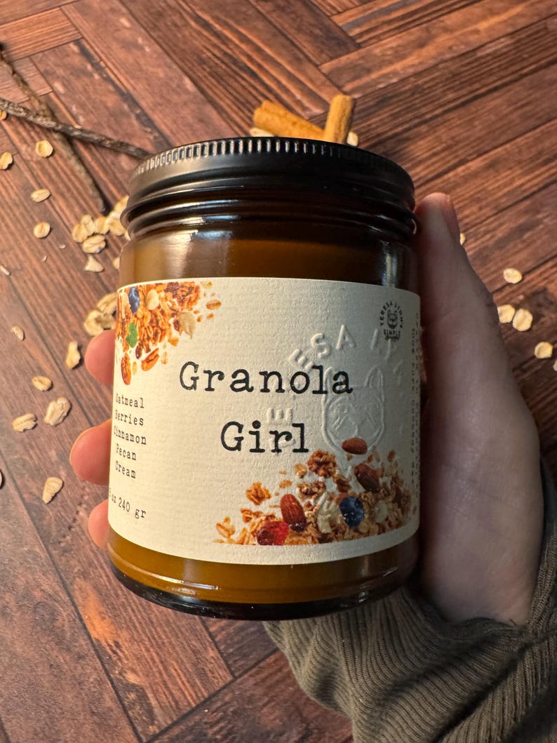 Granola Girl Candle- Oatmeal, Honey, Pecan Wooden Wick CoCoSoy Candle image 2