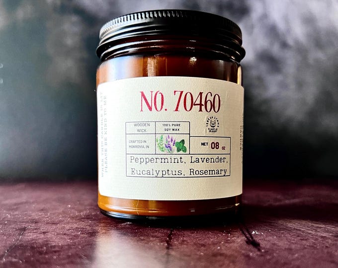 Candle No. 70460, Peppermint Lavender Herbal wooden wick soy wax