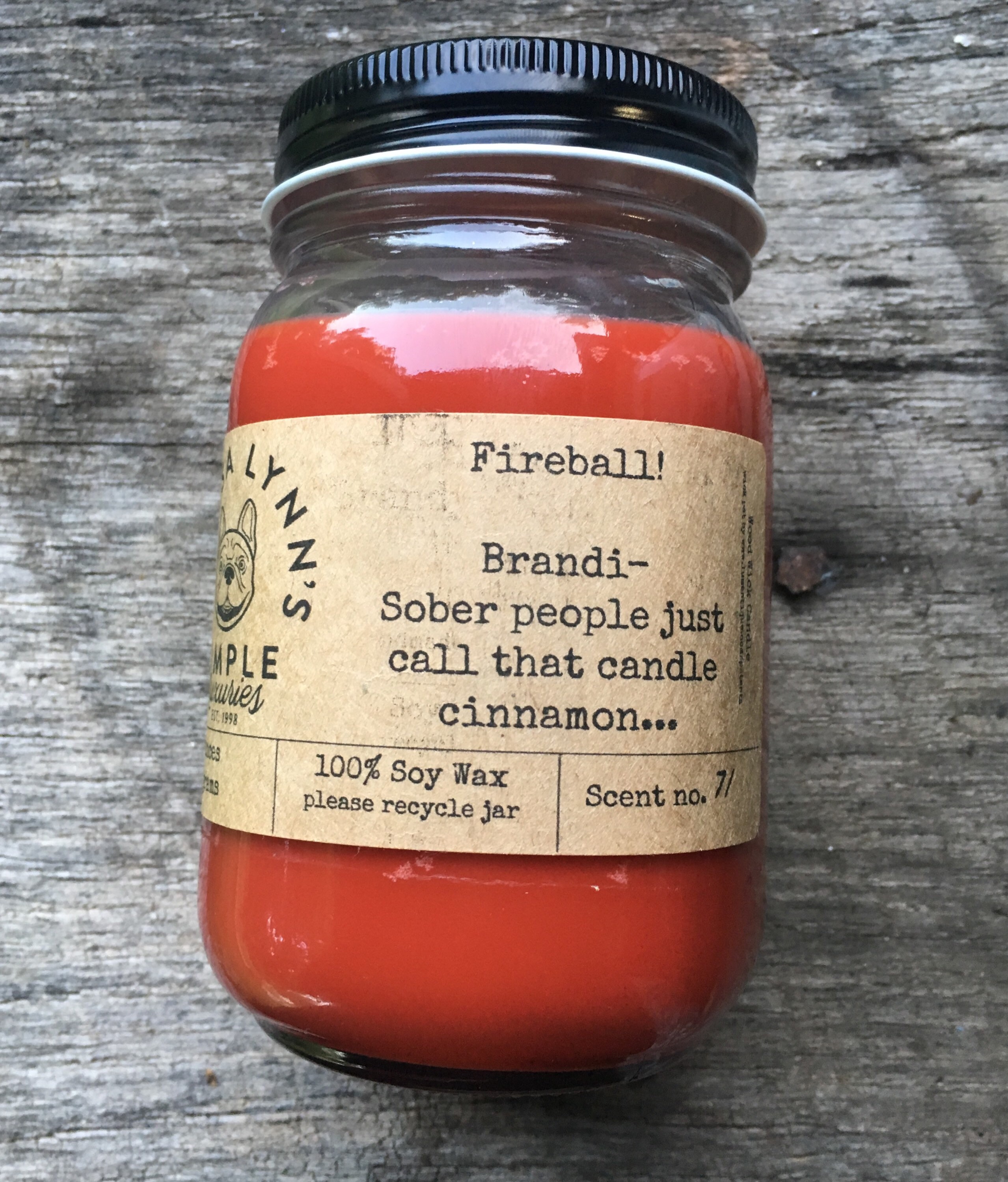 Fireball Soy candle wooden wick Fireball scented Handmade