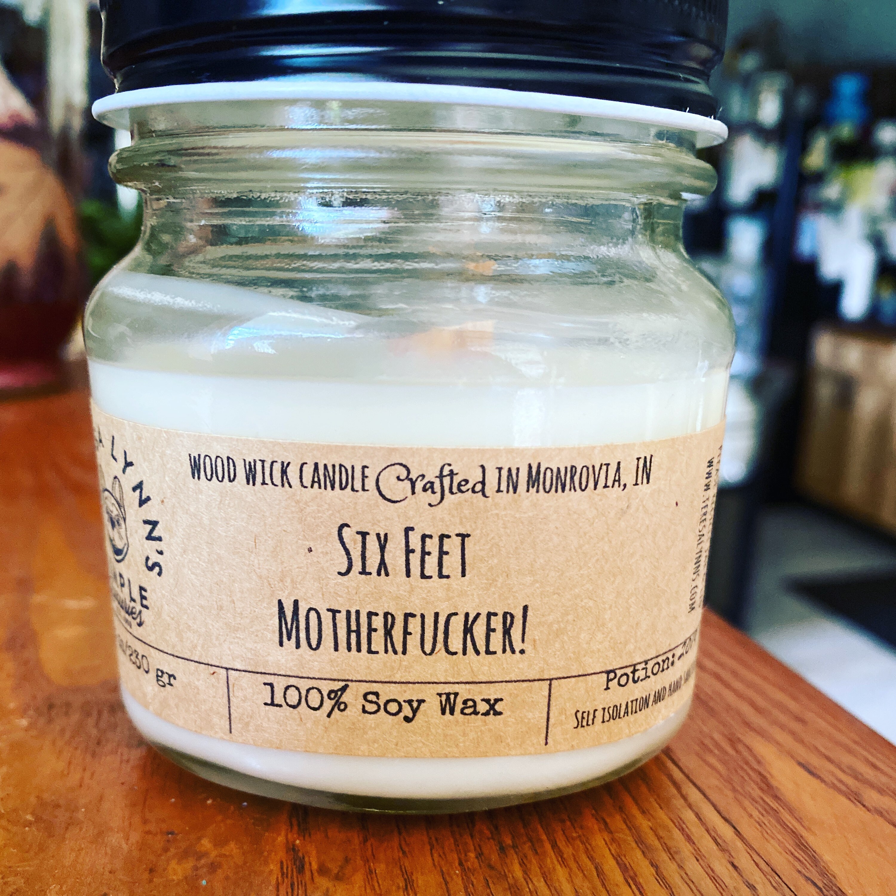Six Feet Motherf@cker!!, woodwick, Candle, soy wax, funny candle, self isolation, quarantine ...