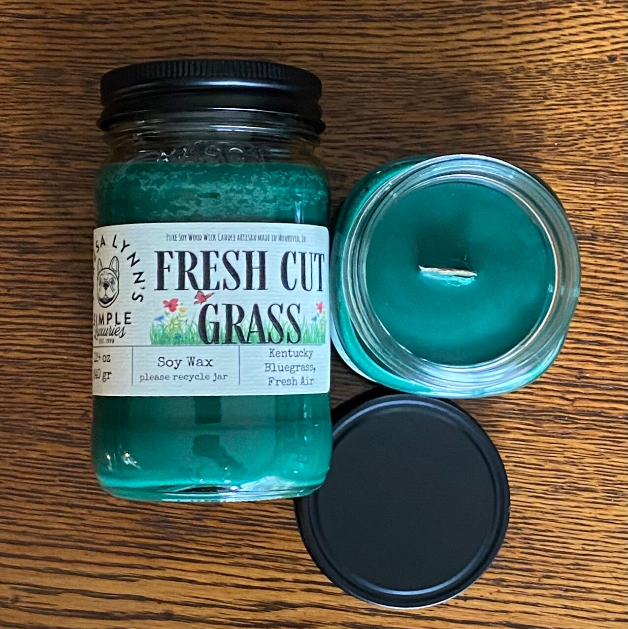 Fresh Cut grass, country, candle, wooden wick candle, soy candle