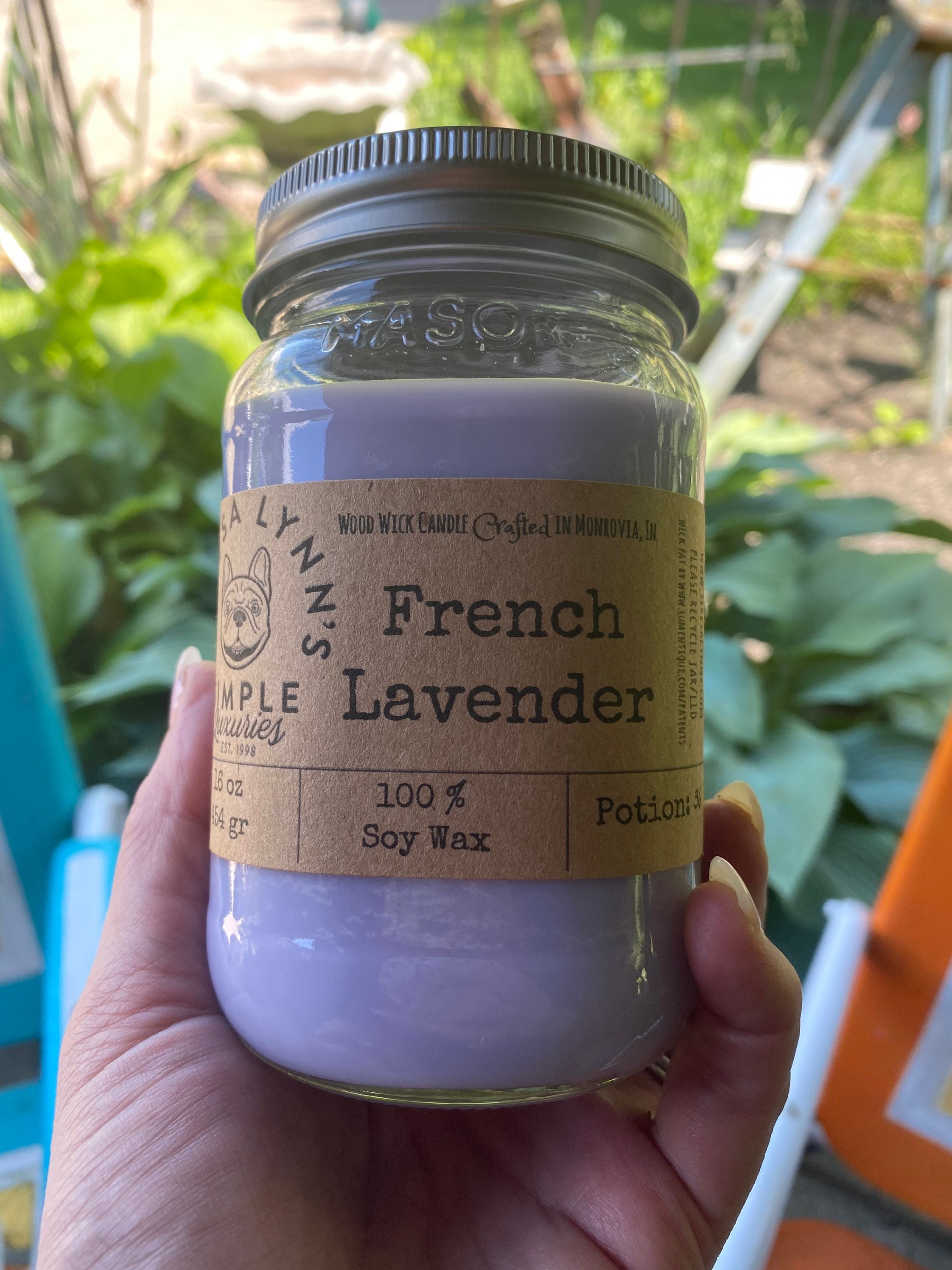 French lavender, candle, wood wick, woodwick, soy candle, artisan