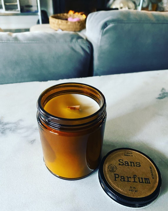 Sans Perfum - unscented neutral soy wax wooden wick candle