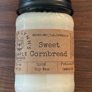 Sweet Cornbread, Soy, candle, wooden wick, Corn Muffin, Phthalate free, farmhouse, kitchen candle, clean burn, southern, primitive, gourmand image 5