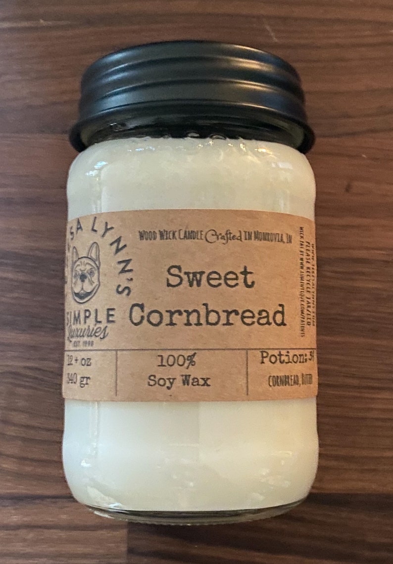 Sweet Cornbread, Soy, candle, wooden wick, Corn Muffin, Phthalate free, farmhouse, kitchen candle, clean burn, southern, primitive, gourmand image 5